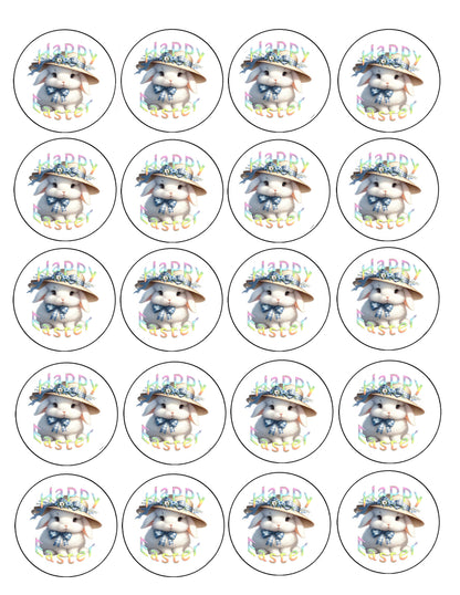Easter Bunny Hat Edible Cookie Image –  Precut 2” Rounds Sheet of 20