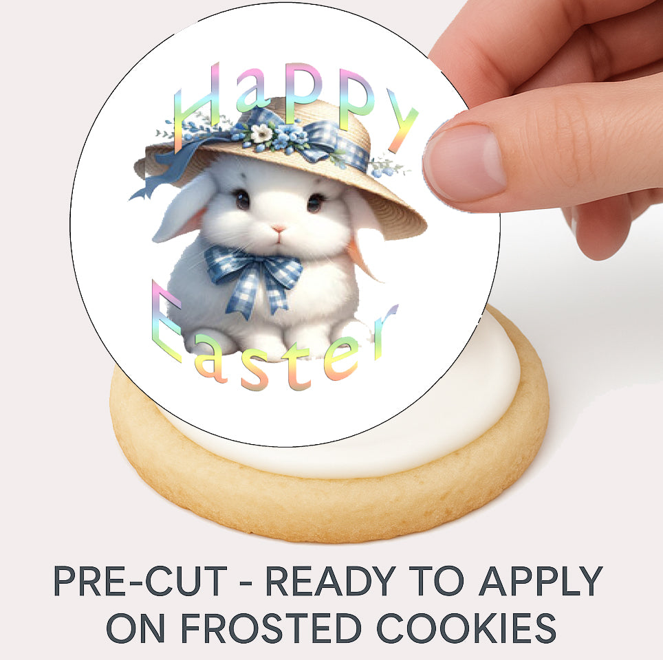 Easter Bunny Hat Edible Cookie Image –  Precut 2” Rounds easy to  apply