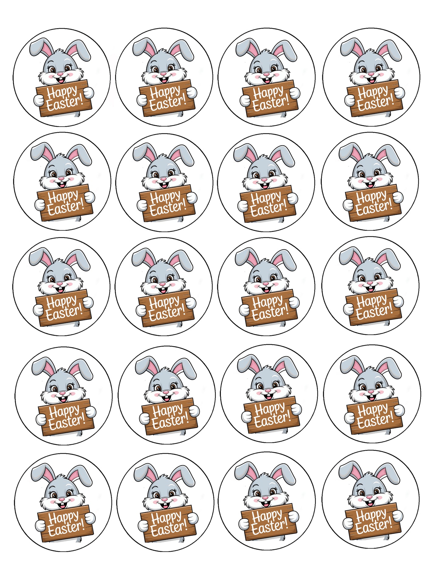 Easter Bunny Sheet Of Precut Edible Cookie Images Easy to Use