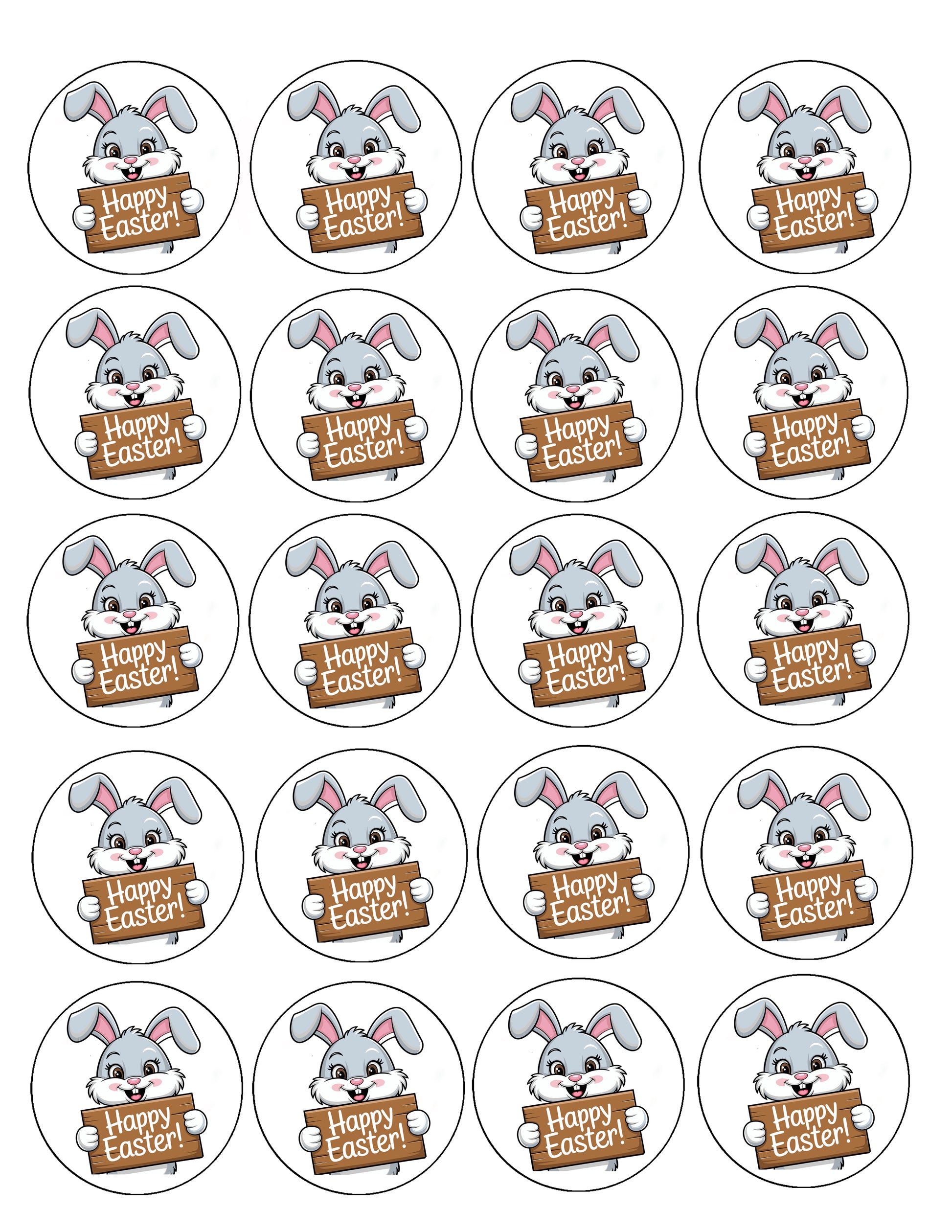 Easter Bunny Sheet Of Precut Edible Cookie Images Easy to Use