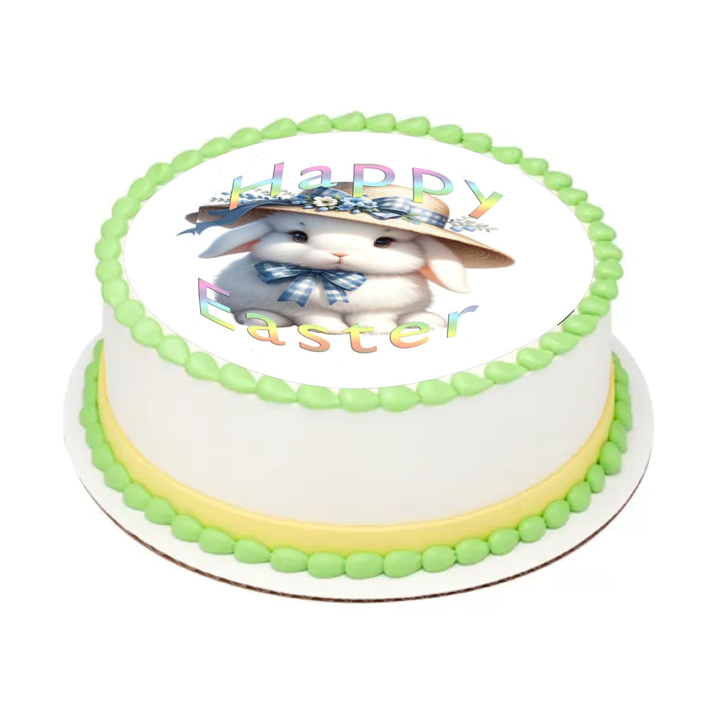 Edible Icing Images Cake Topper with Easter Bunny in Hat-themed decoration