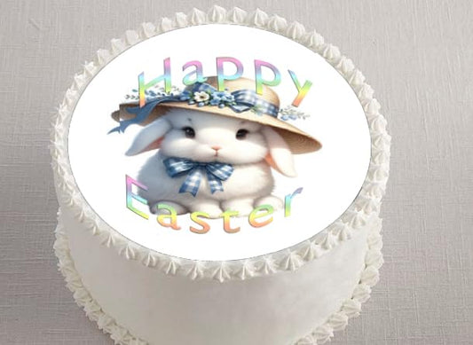 Easter Bunny in Hat Edible Image Cake Topper
