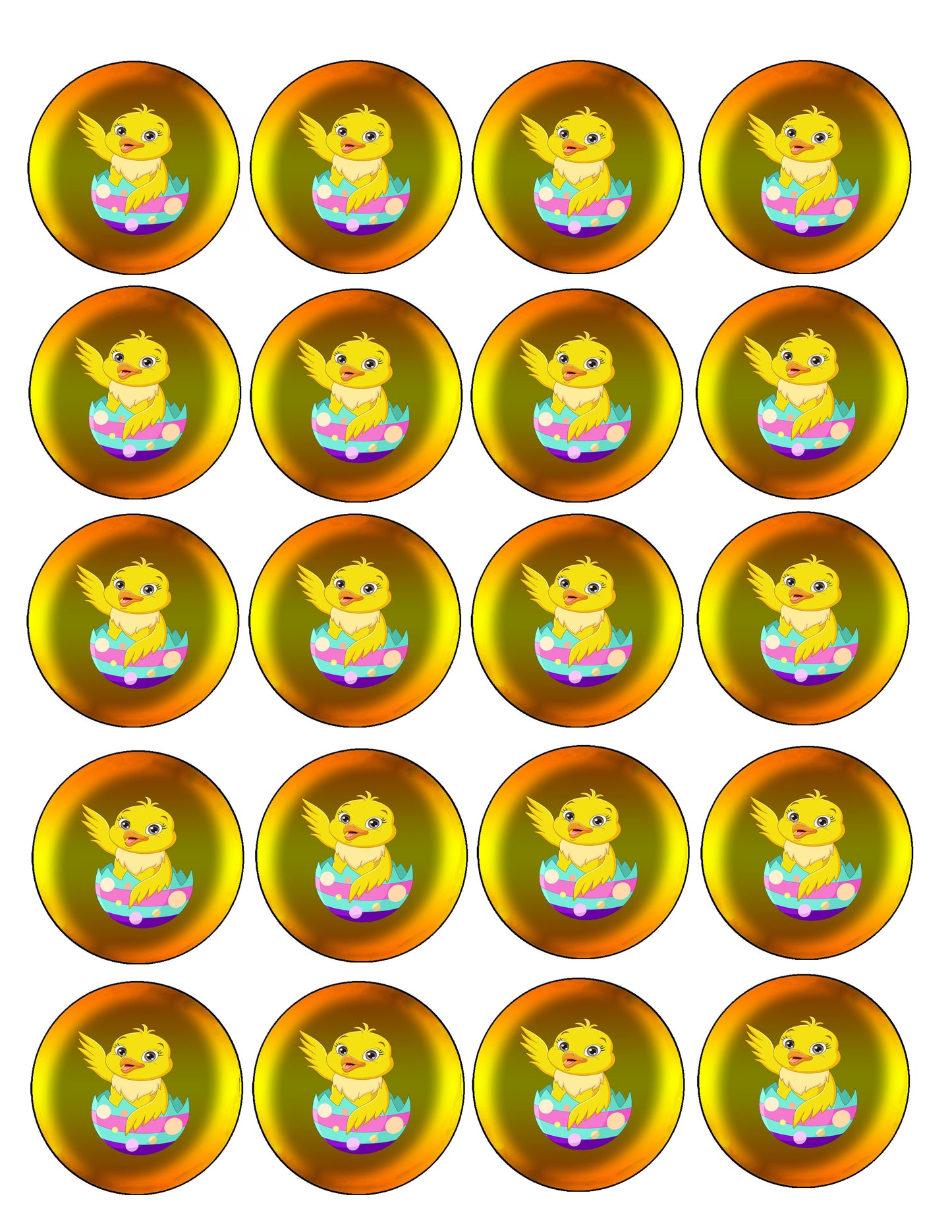 Easter Chick Edible Cookie Image –  20 Precut 2” Rounds