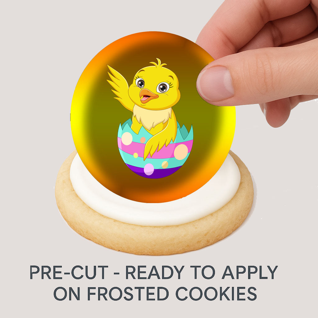 Easter Chick Edible Cookie Image –  Precut 2” Round