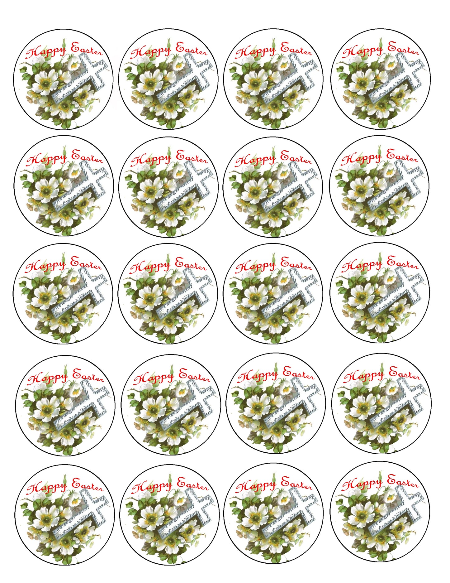 Easter Cross Edible Cookie Image –  20 Precut 2” Rounds