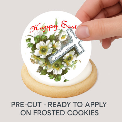 Easter Cross Edible Cookie Image –  Precut 2” Round Easyt to apply