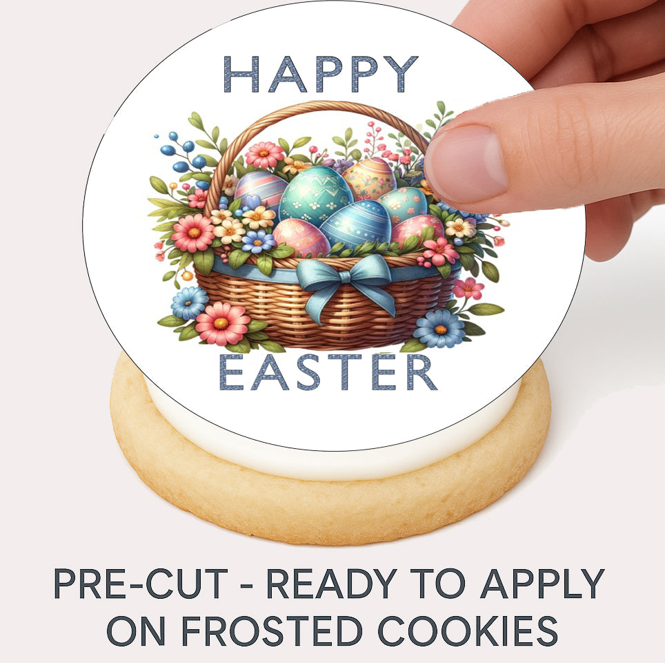 Easter Egg Basket Edible Cookie Image – Precut 2” Rounds 