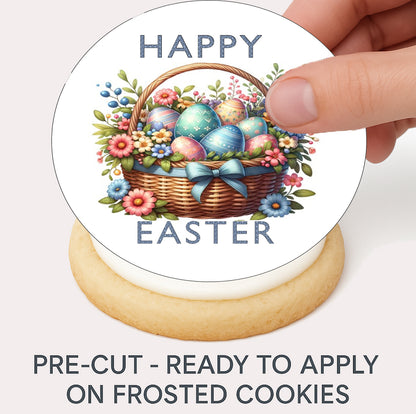 Easter Egg Basket Edible Cookie Image – Precut 2” Rounds 