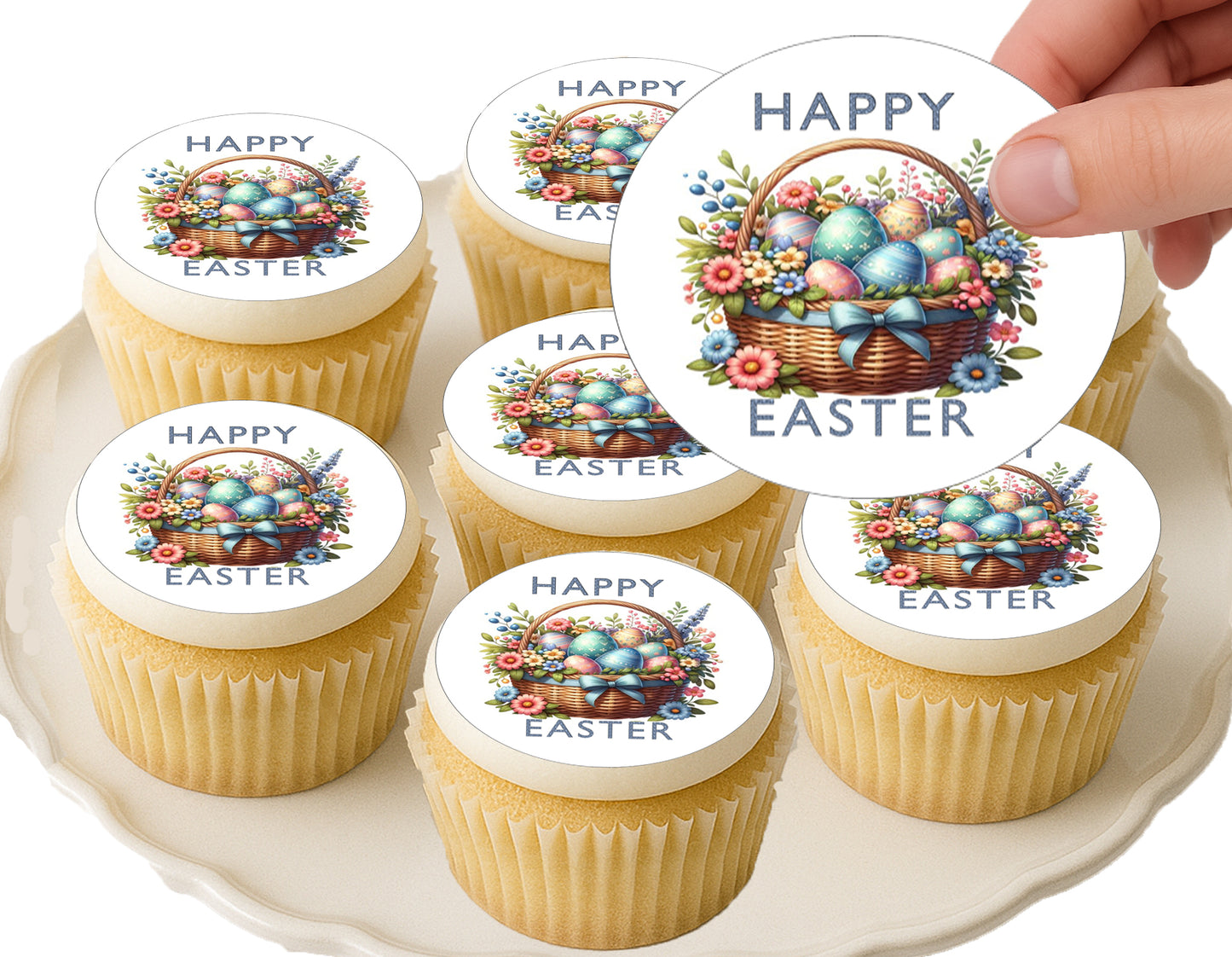 Easter Egg Basket Edible Cupcake Image – Precut 2” Rounds 