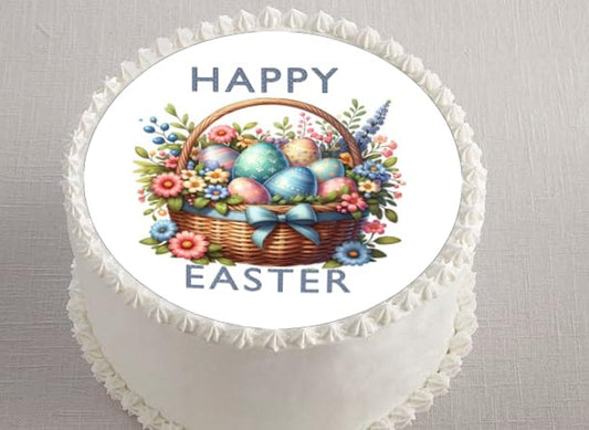Easter Egg Basket Edible Image Cake Topper