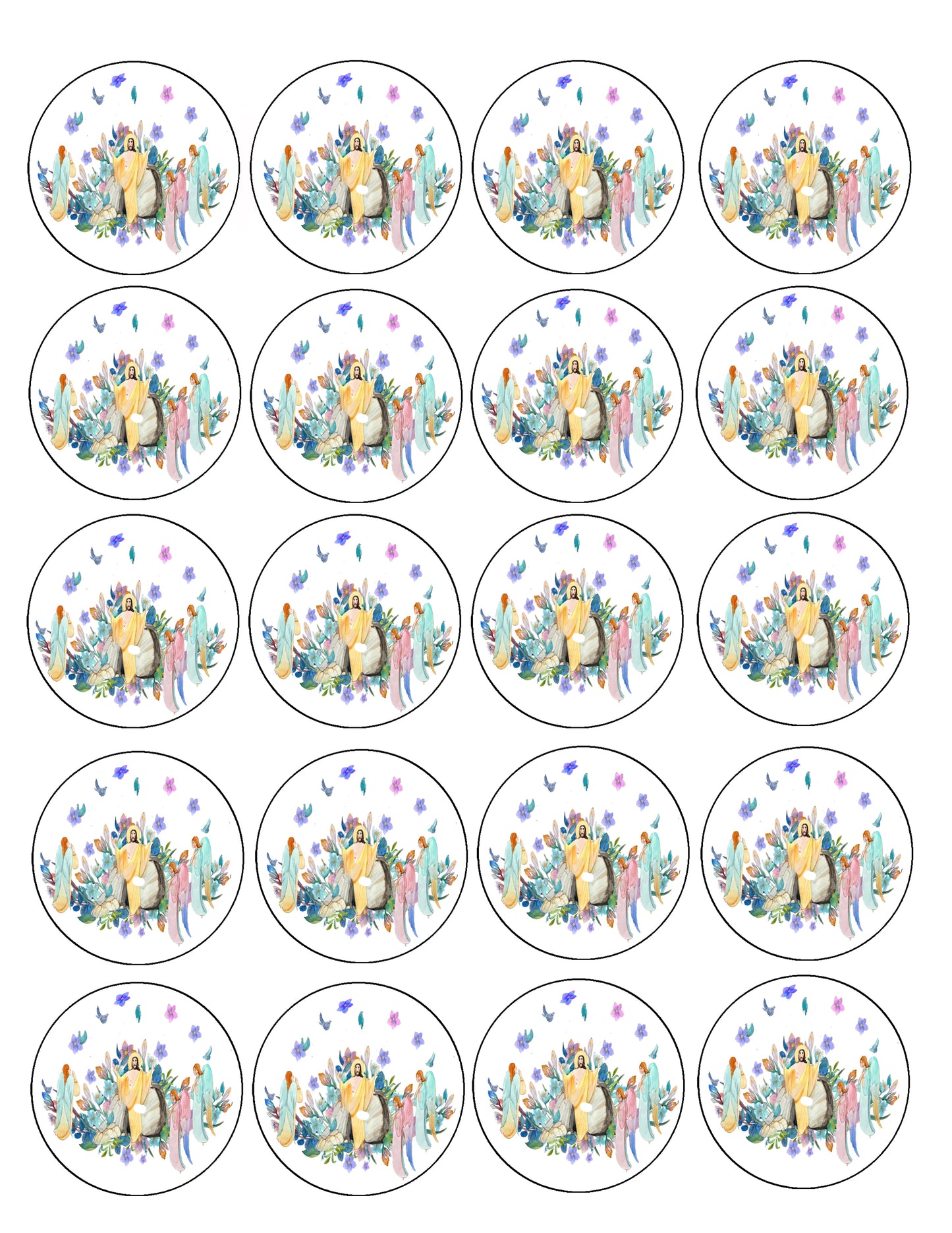 Easter He Has Risen Edible Cookie Image –  Precut 2” Rounds Sheet of 20