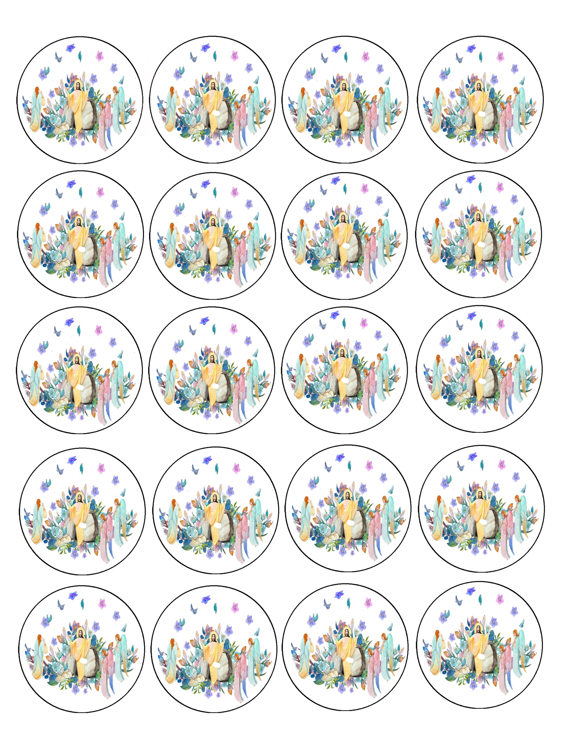 Easter He Has Risen Edible Cookie Image –  Precut 2” Rounds Sheet of 20