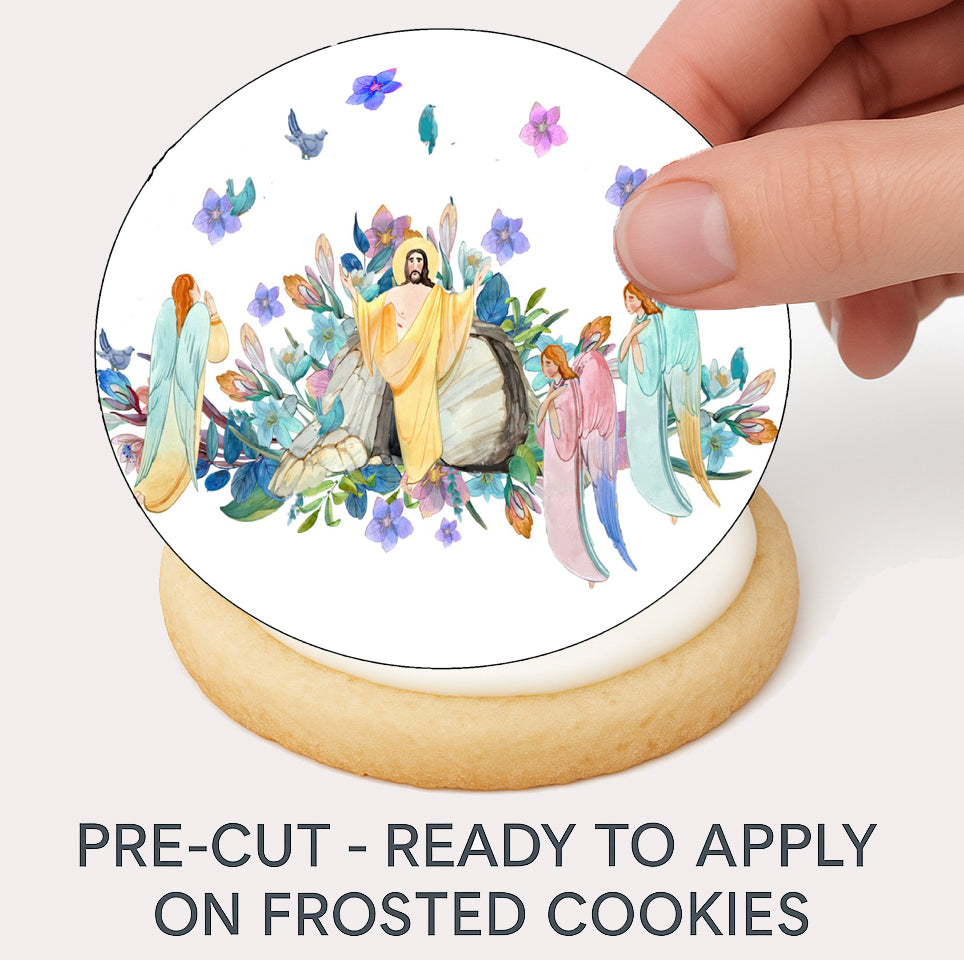 Easter He Has Risen Edible Cookie Image –  Precut 2” Rounds Easy to apply