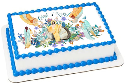 Edible Icing Images Sheet Cake Topper with Easter He Has Risen-themed decoration