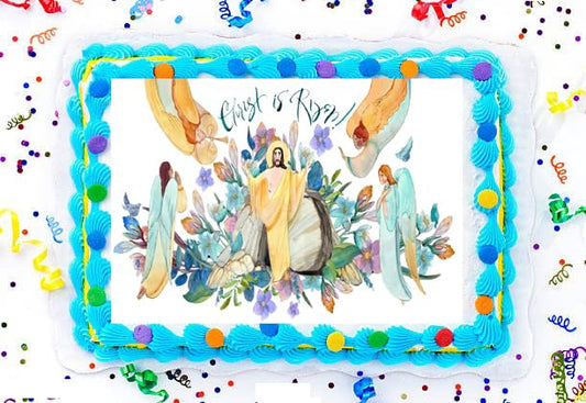 Easter He Has Risen Edible Image Cake Topper