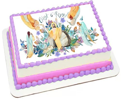 Custom Edible Cake Topper – Easter He Has Risen Religious  Design – 1/4 Sheet Cake (9x13) – Precut Icing Sheet – RA Pape