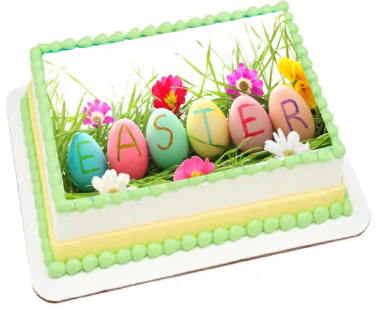 Custom Edible Cake Topper – Easter Tulips  Design – 1/4 Sheet Cake (9x13) – Precut Icing Sheet – RA Pape