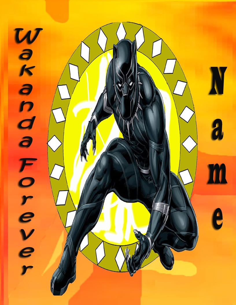 Personalized Edible Icing Images birthday cake topper with Black Panther cartoon character with 'Wakanda Forever'  and name
