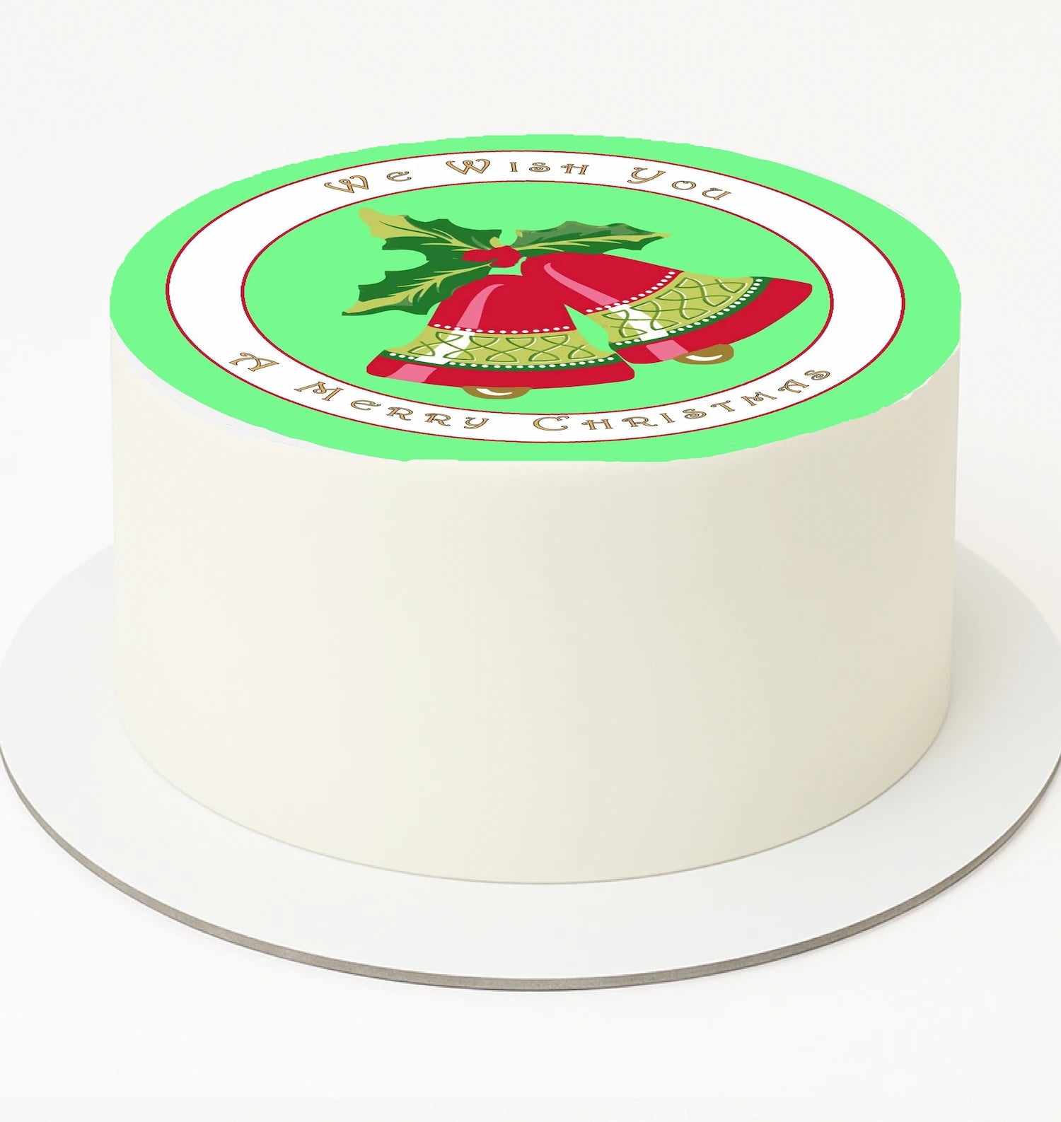 Edible Icing Images Round cake  topper with a Christmas-themed label