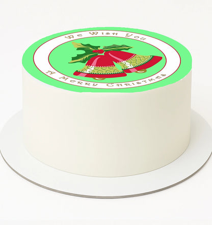 Edible Icing Images Round cake  topper with a Christmas-themed label