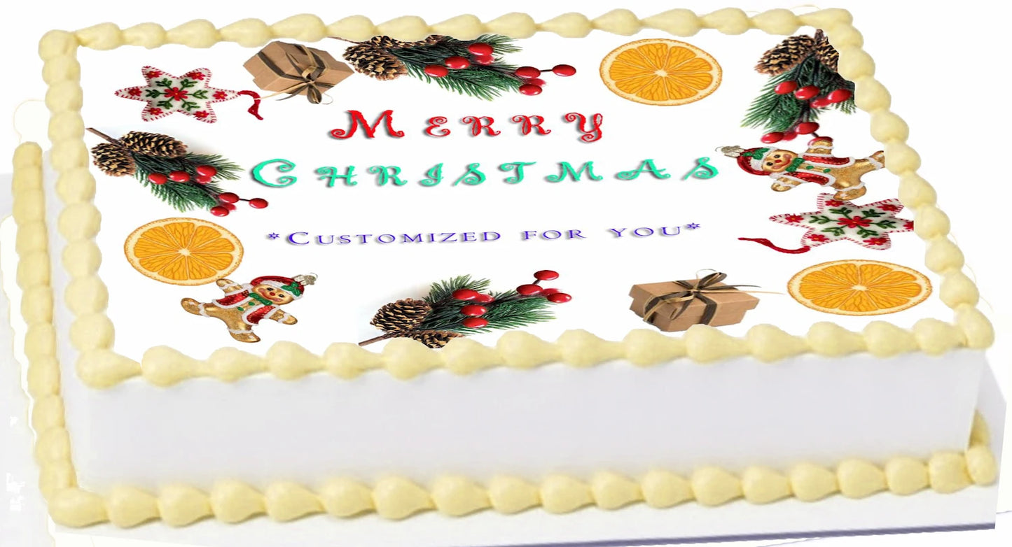 Customizable Edible Icing Images Christmas Gathering cake topper
