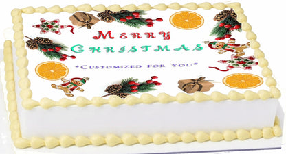 Customizable Edible Icing Images Christmas Gathering cake topper