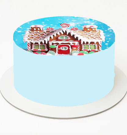 Edible Icing Images Christmas Gingerbread House cake topper