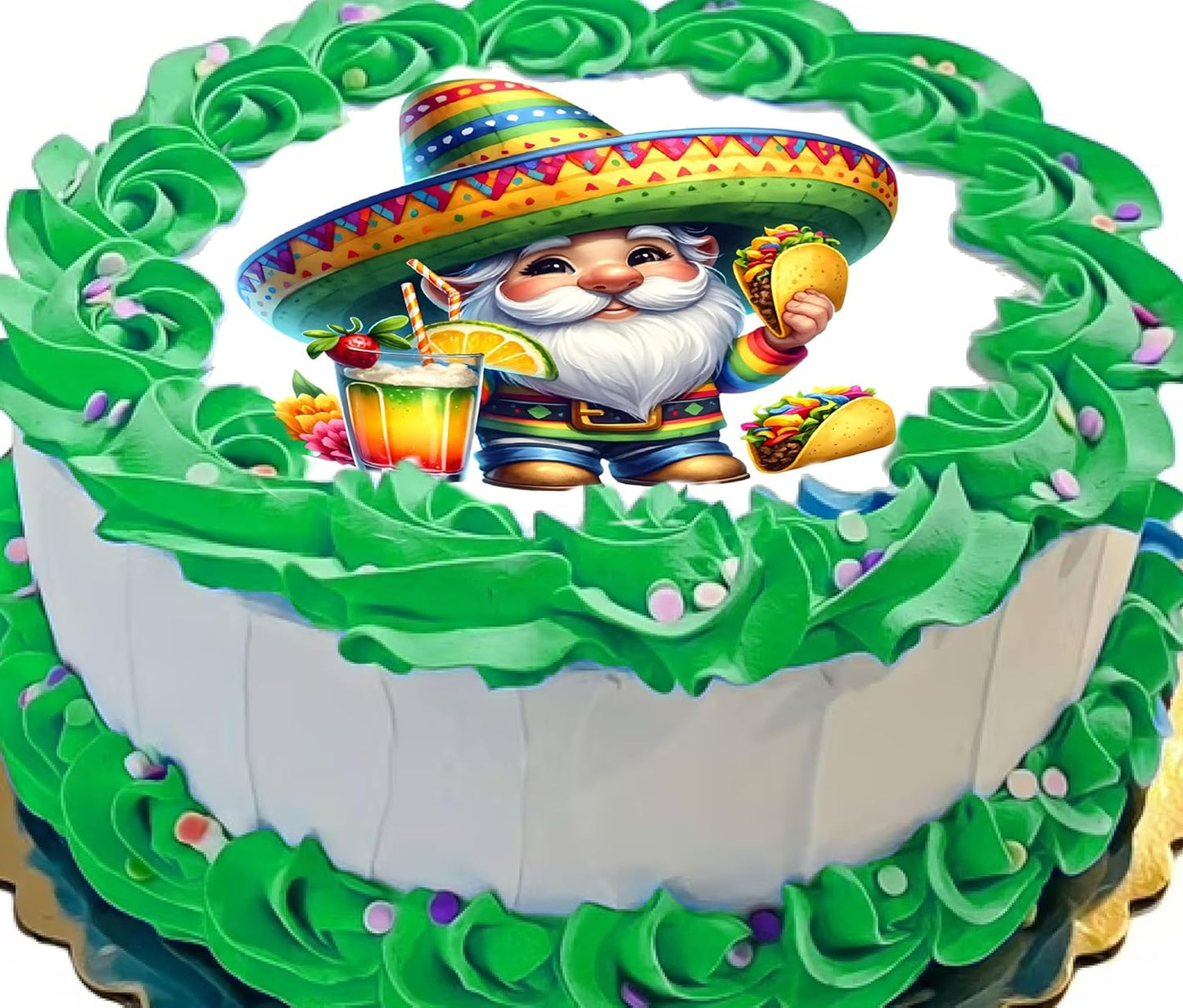 Edible Icing Images Cinco De Mayo Gnome Cake Topper