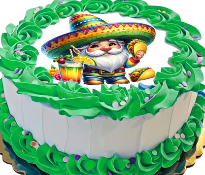 Edible Icing Images Cinco De Mayo Gnome Cake Topper