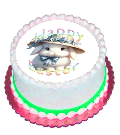 Edible Icing Images Easter Bunny in Hat Cake Topper