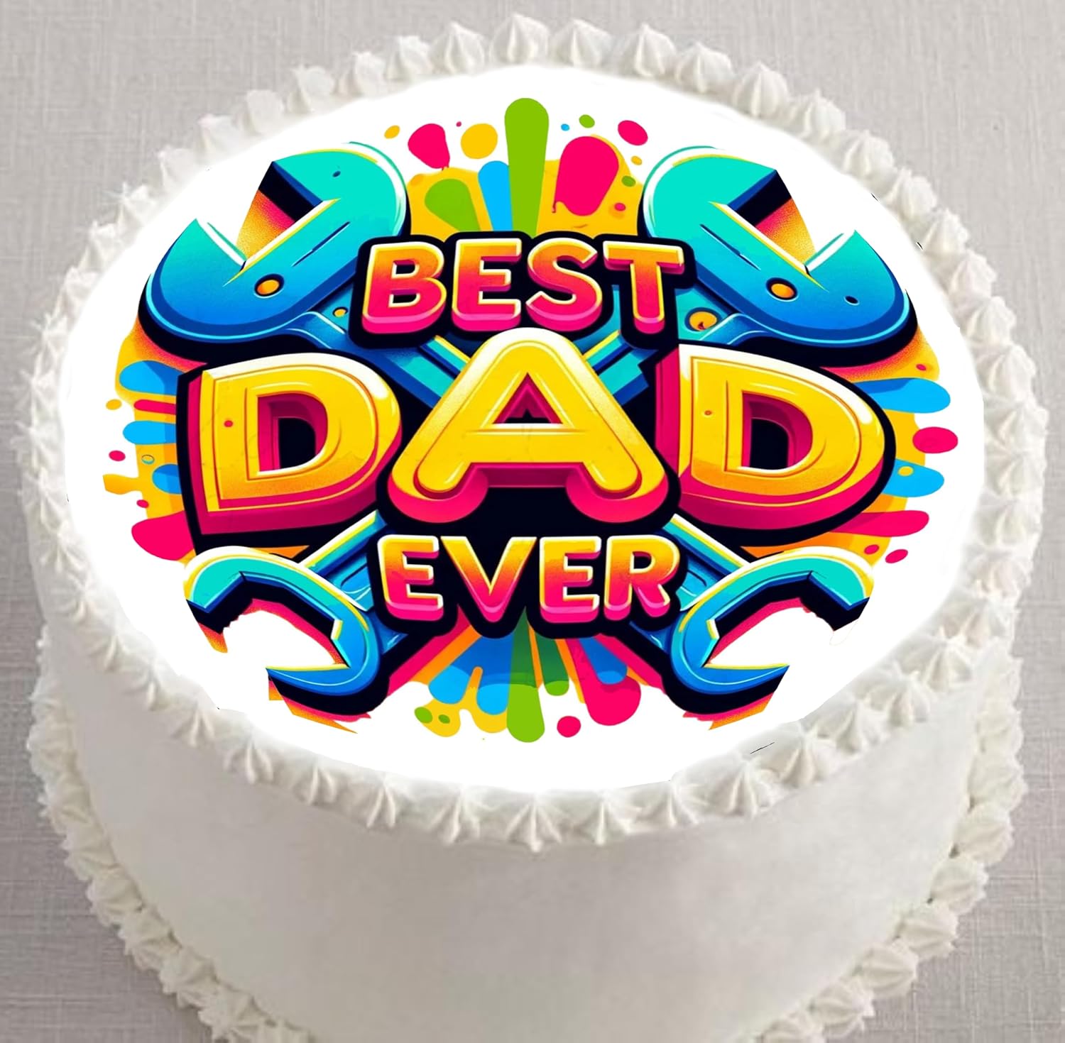 Edible Icing Images Fathers Day Best Dad Ever Cake Topper