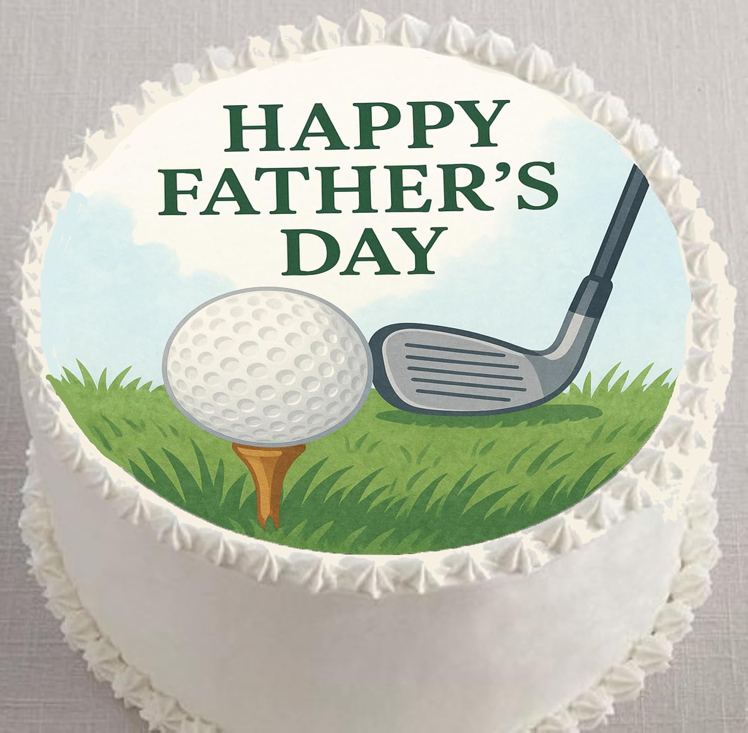 Edible Icing Images Fathers Day Golf Tee Time Cake Topper