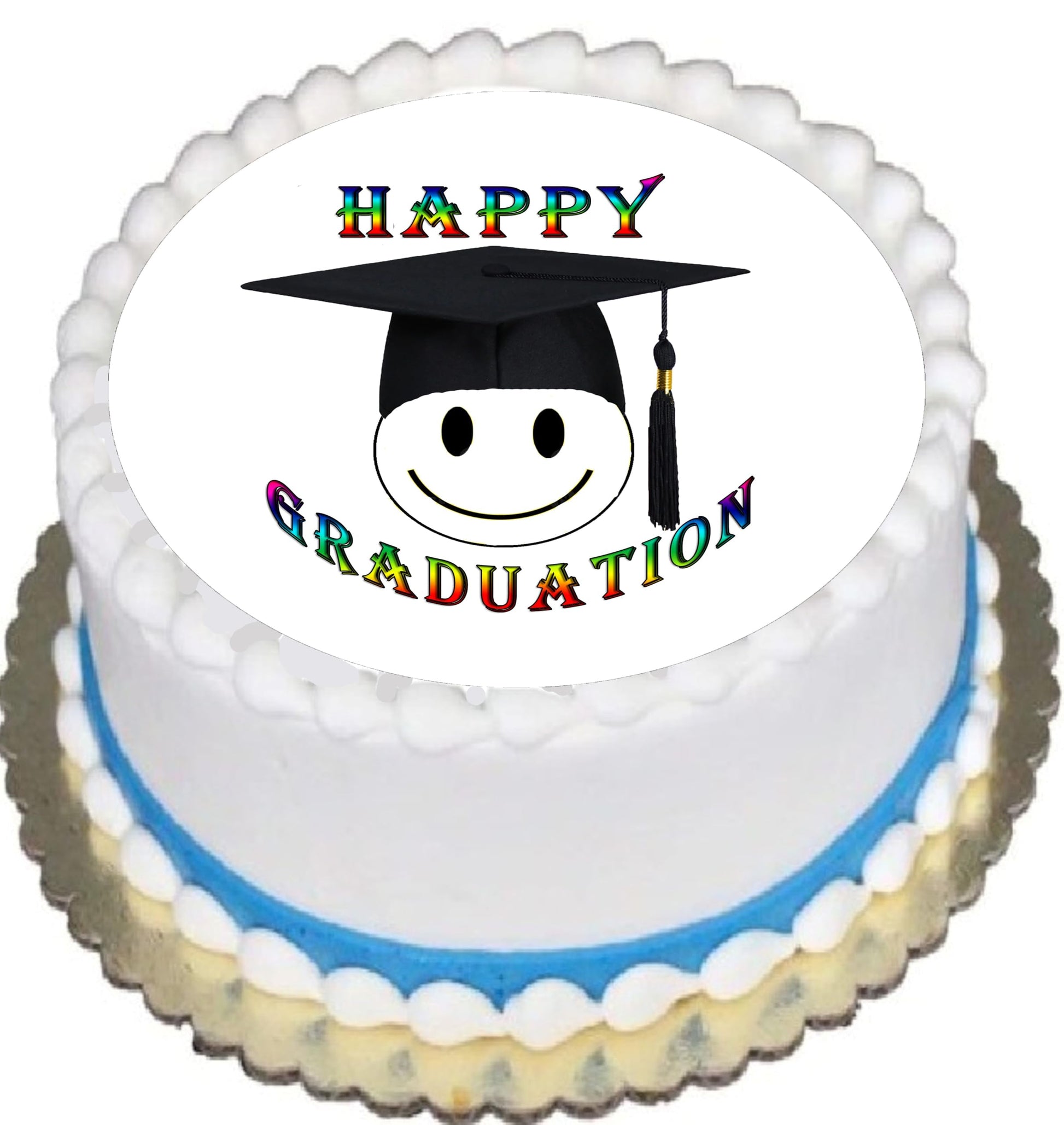 Edible Icing Images Happy Face Graduation Cake Topper