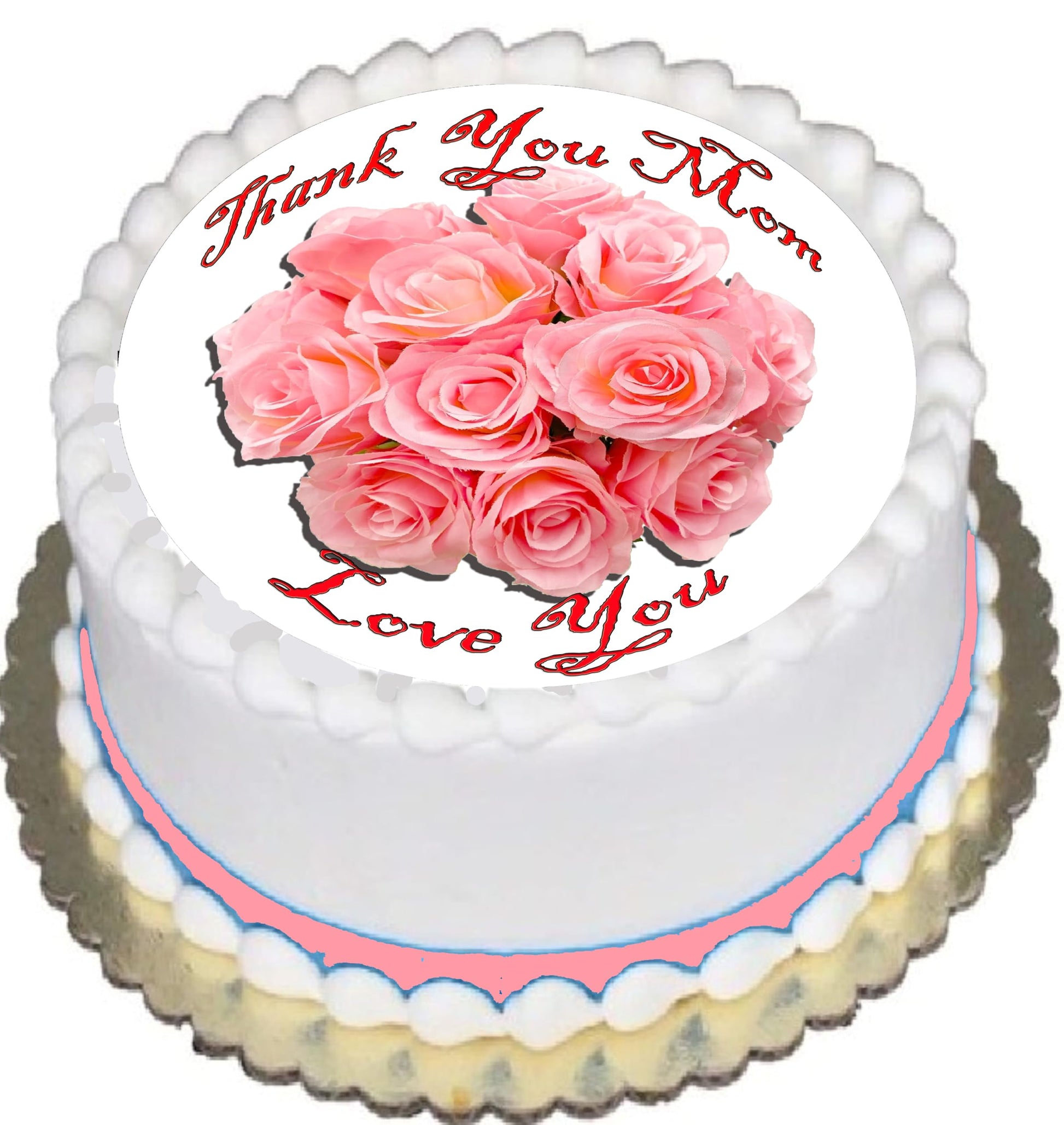 Edible Icing Images Mothers Day Peach Roses Cake Topper