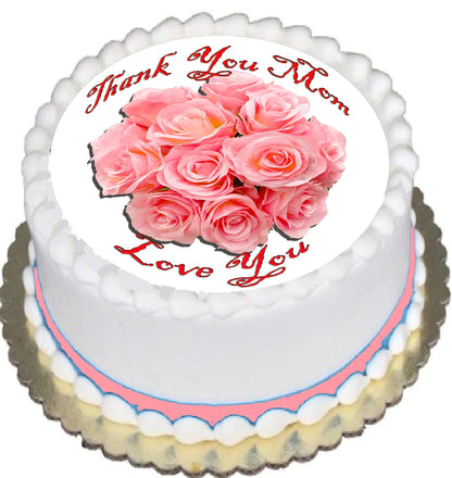 Edible Icing Images Mothers Day Peach Roses Cake Topper