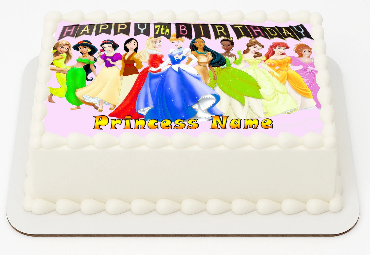 Edible Icing Images Personalized birthday cake topper with Disney Princesses design