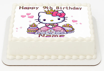 Edible Icing Images Personalized birthday cake topper with Hello Kitty design 