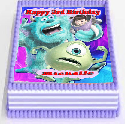 Edible Icing Images Personalized birthday cake topper with Monsters In party mode design   