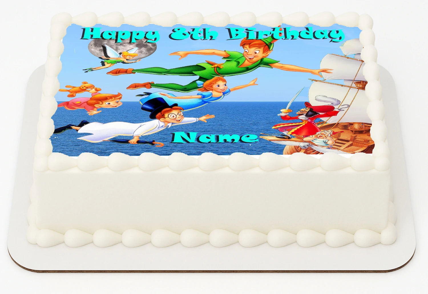 Edible Icing Images Personalized birthday cake topper with Peter Pan and Wendy design 