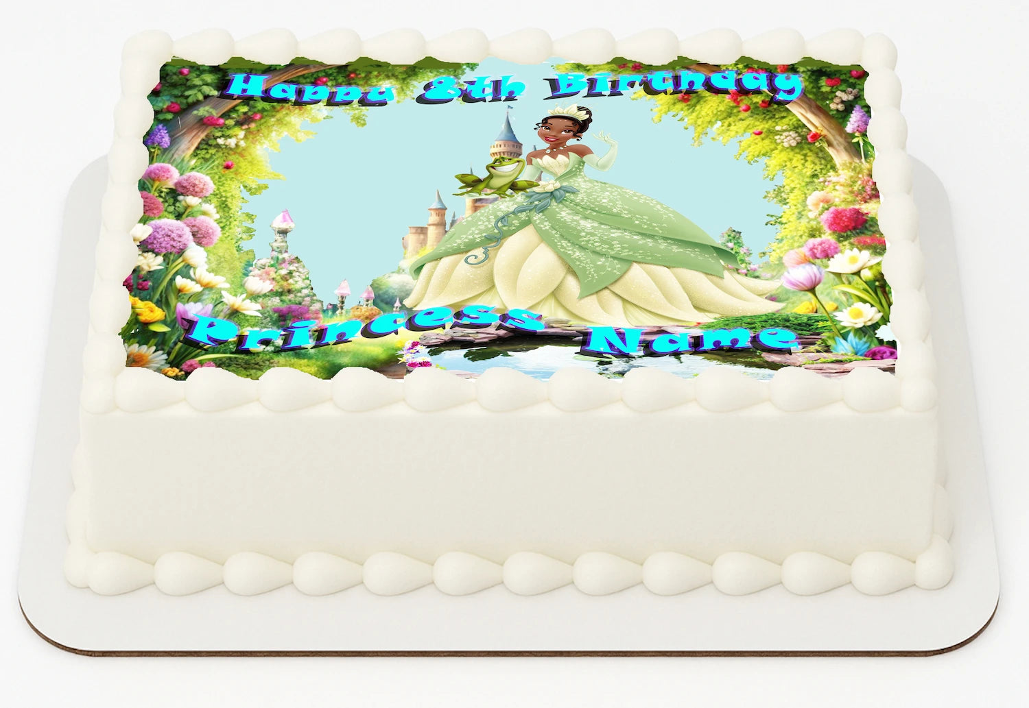 Edible Icing Images Personalized birthday cake topper with Princess And Frog design 