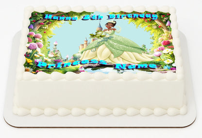 Edible Icing Images Personalized birthday cake topper with Princess And Frog design 