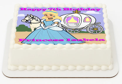 Edible Icing Images Personalized birthday cake topper with Princess Cinderella design   