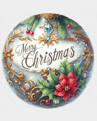 Edible Icing Images Christmas cake topper with Bright Ornament Decoration Christmas Design