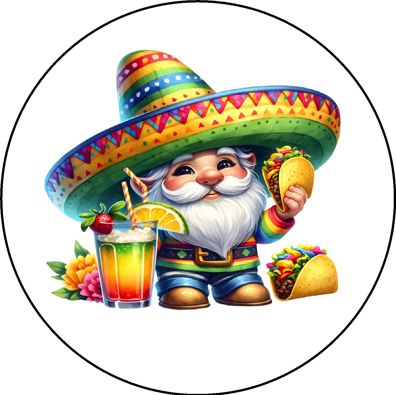 Edible Icing Images Cake Topper Cinco De Mayo Gnome Design