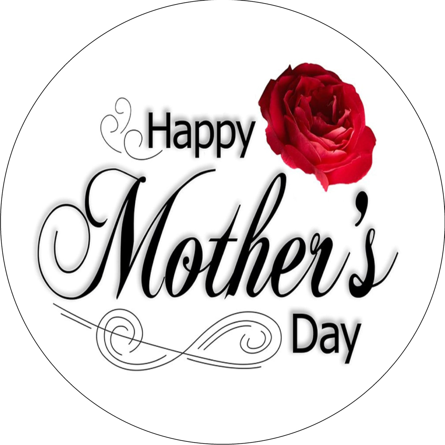 Edible Icing Images Cake Topper Mothers Day Red Rose Design