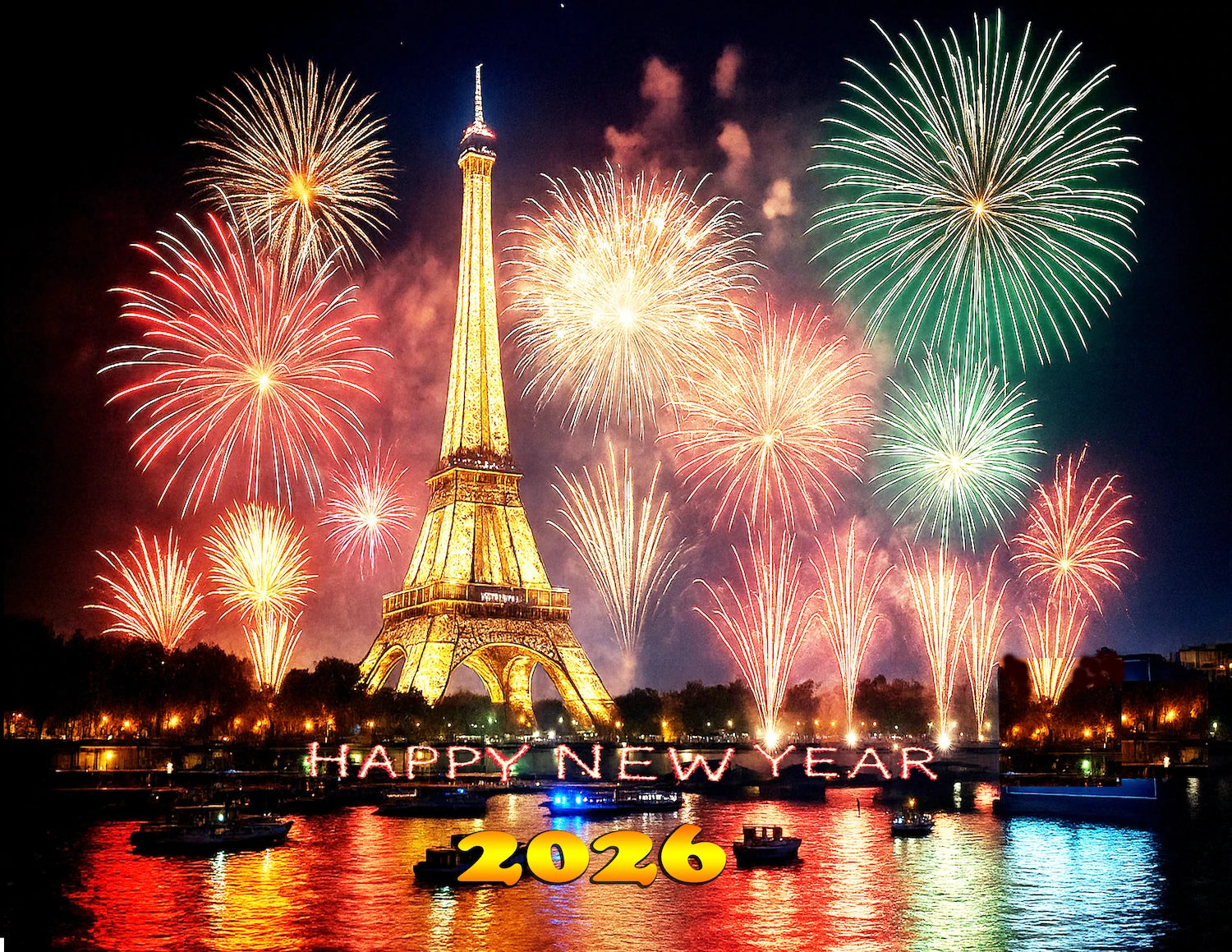 Edible Icing Images Sheet Cake Topper with New Year Eiffel Tower Design
