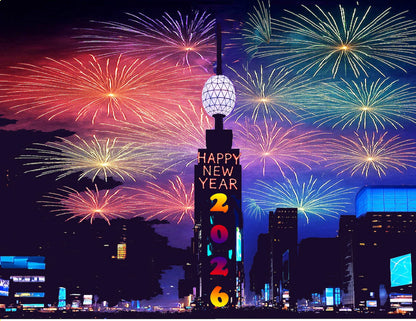 Edible Icing Images Sheet Cake Topper with New Year Time Square Design