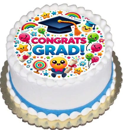 Edible Icing Images Cake Topper Congrats Grad Graduation