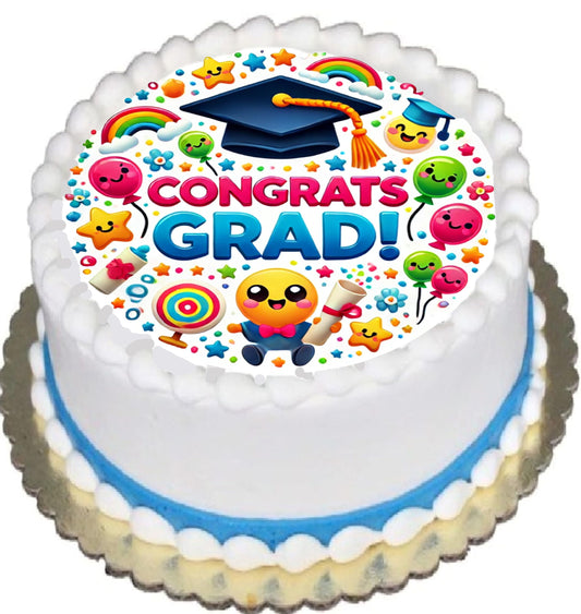 Vibrant Edible Icing Images Cake Topper Congrats Grad Graduation