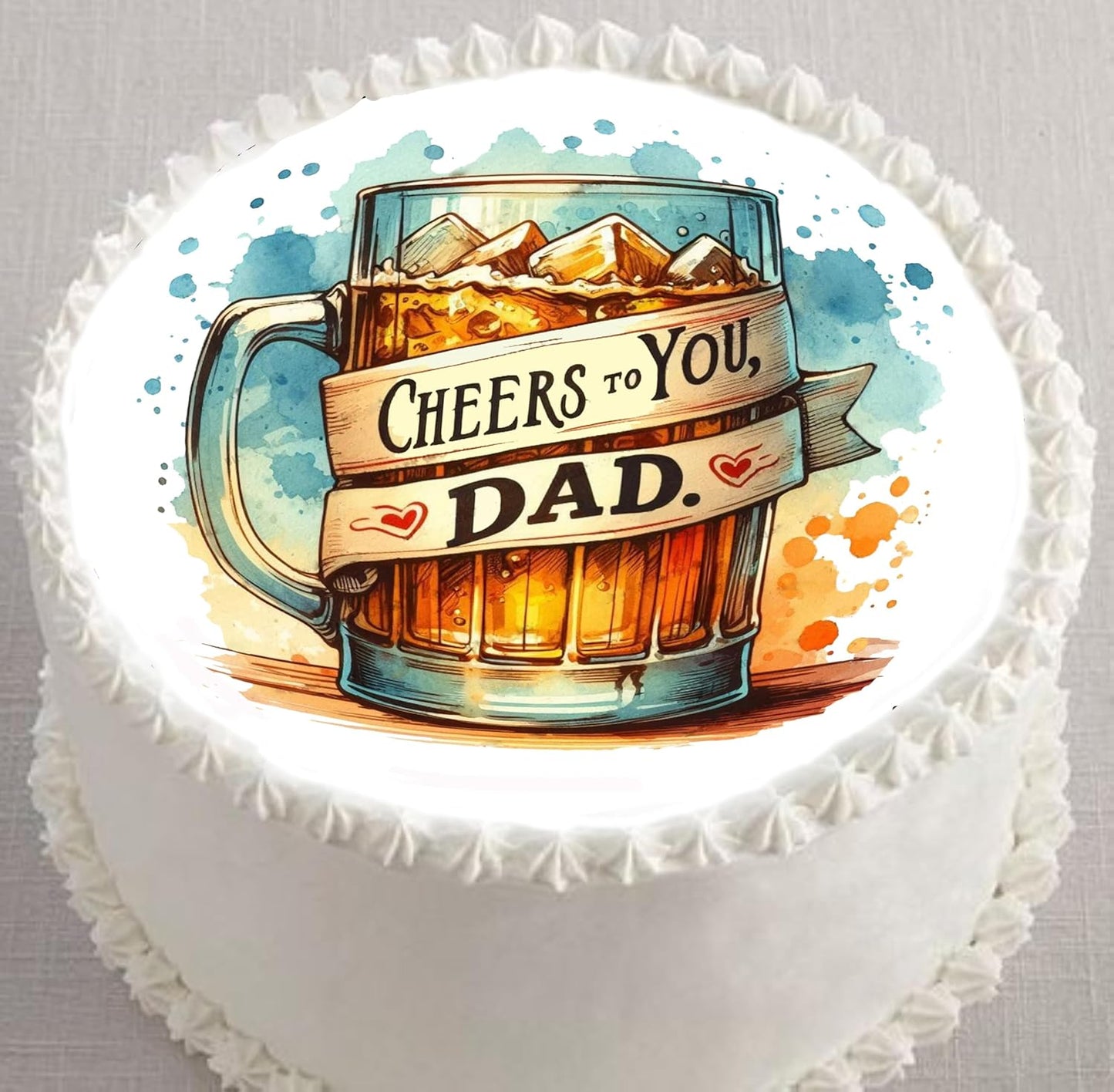Edible Icing Images Cake Topper Fathers Day Cheers to you Dad